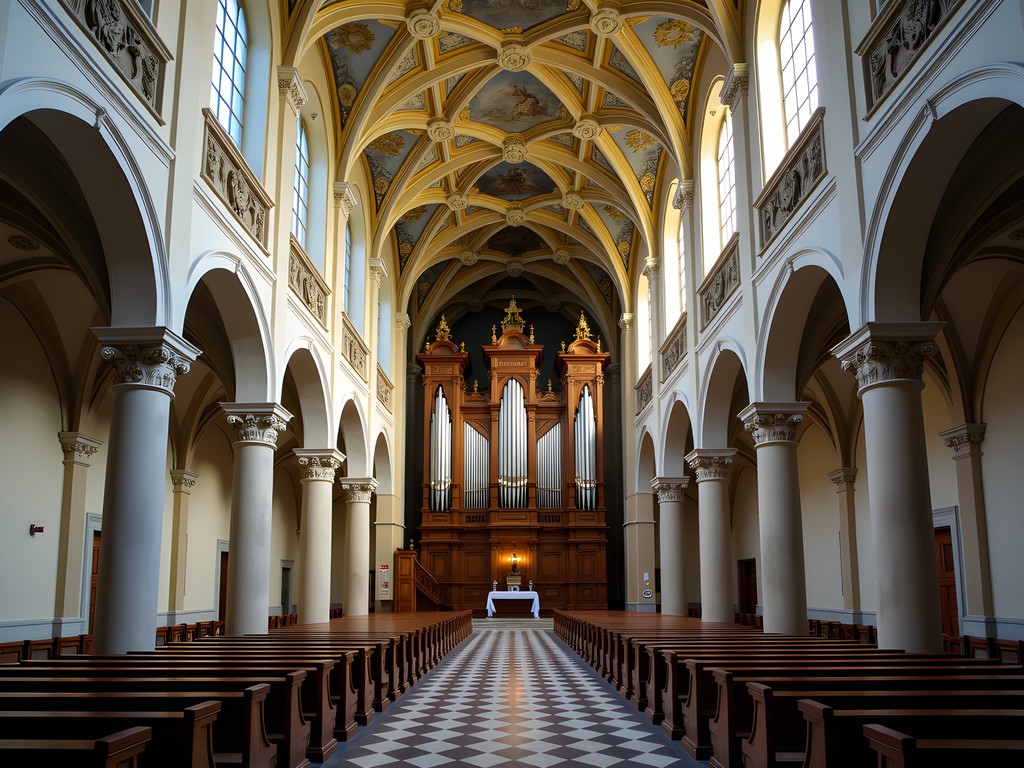 The magnificent organ and baroque interior of Salzburg Cathedral where Mozart performed