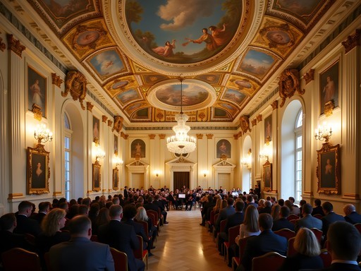 Classical music concert in the ornate Great Hall of Salzburg Residence where Mozart performed