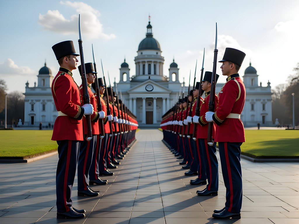 Changing of the guard ceremony at La Moneda Palace in Santiago