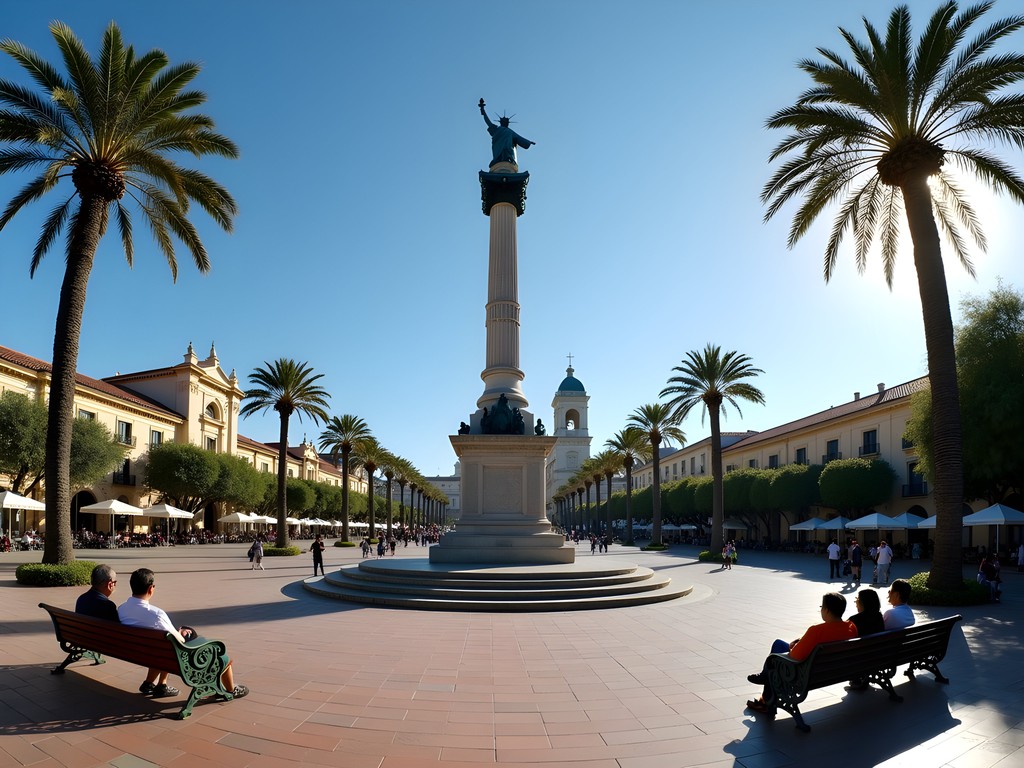 Plaza de Armas in Santiago showing colonial architecture and central monument