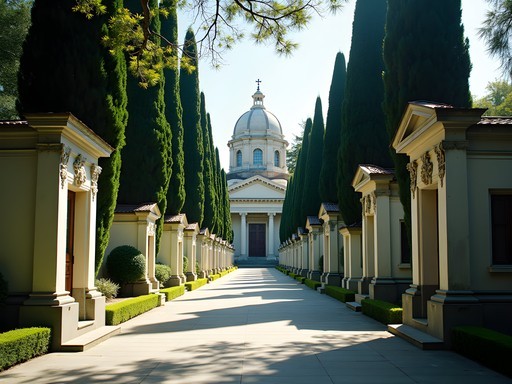 Presidential mausoleums at Santiago General Cemetery showing ornate funerary architecture