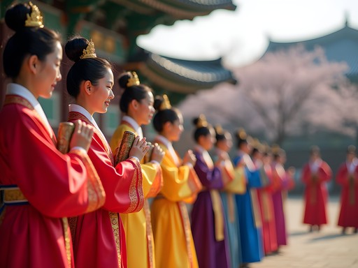 Traditional ceremonial performance at Jongmyo Shrine in Seoul