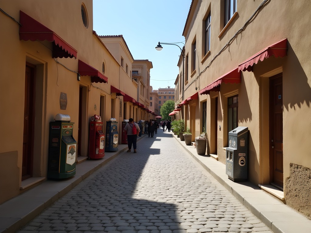 Narrow winding streets of Shymkent's Old Town with traditional architecture