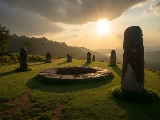Ancient stone circle burial site at Ibbankatuwa Megalithic Cemetery near Sigiriya