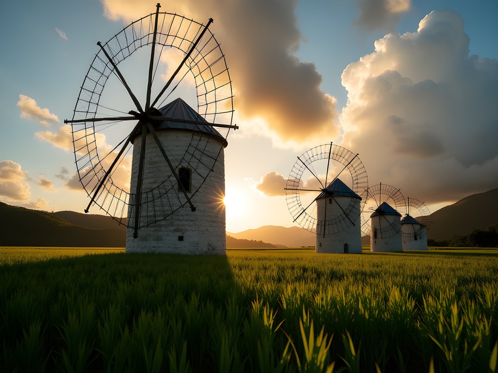 Restored windmills at Betty's Hope sugar plantation in Antigua