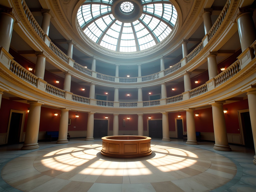 Historic Old Courthouse rotunda with cast-iron dome and natural light