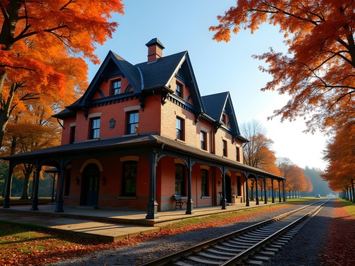 Historic Suffolk Seaboard Station Railroad Museum with fall foliage