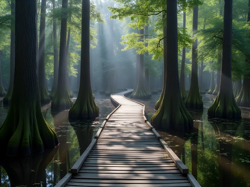 Boardwalk trail through Great Dismal Swamp National Wildlife Refuge