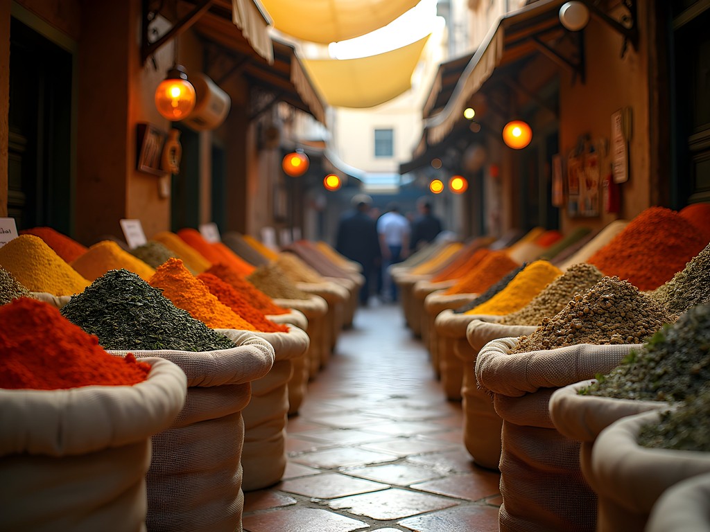 Colorful spice displays in Tripoli's historic Medina market
