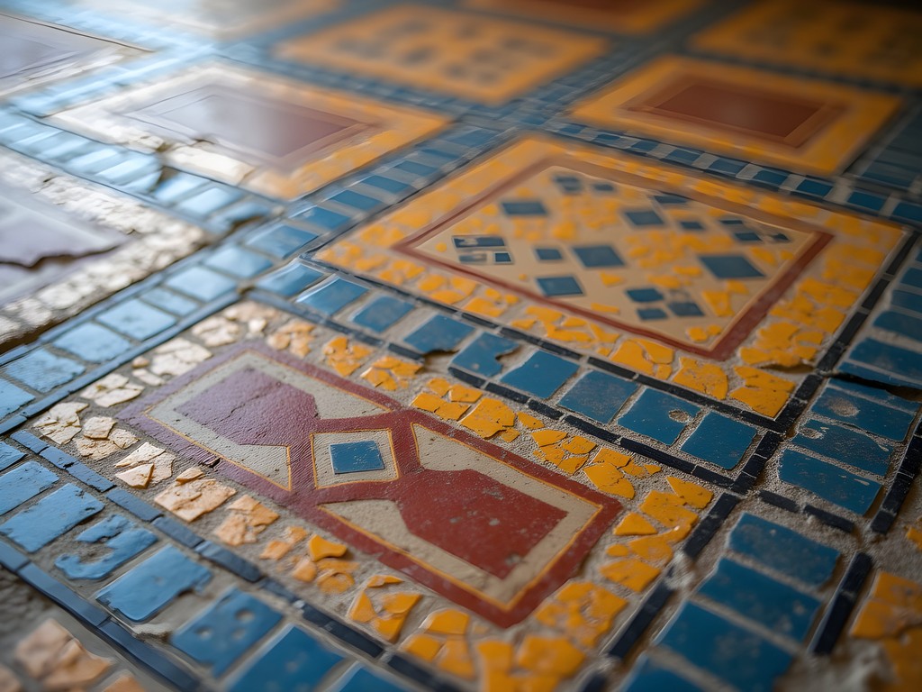 Detailed geometric mosaics at Villa Silin near Leptis Magna, Libya