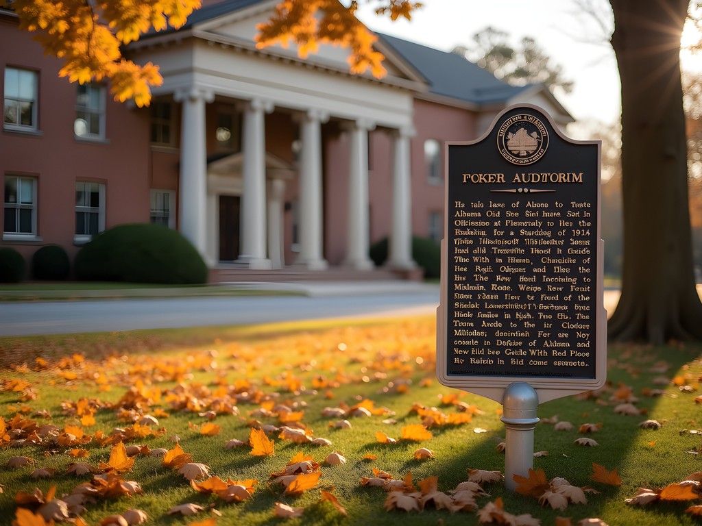 Historical marker at Foster Auditorium commemorating the Stand in the Schoolhouse Door