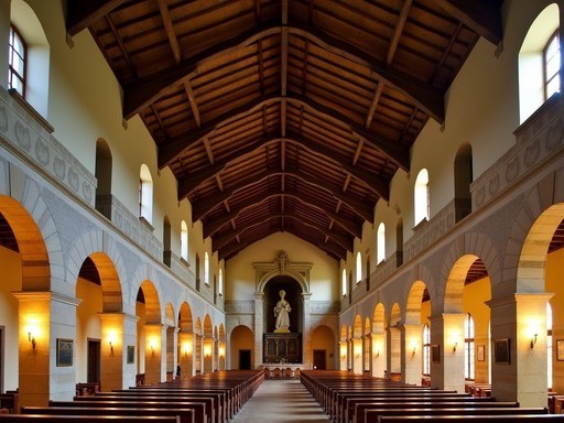 Stunning wooden ship's keel ceiling of San Fermo Maggiore upper church in Verona
