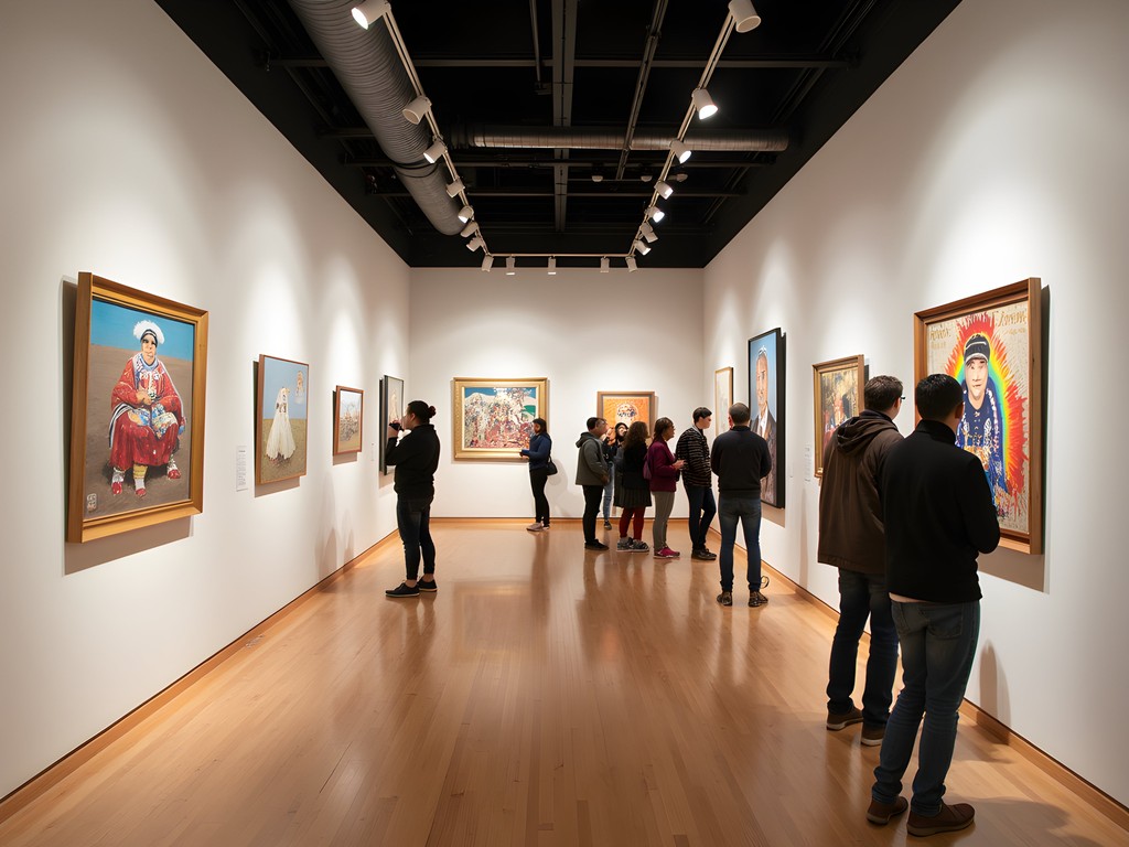 Contemporary Dakota artwork displayed at Three Nations Art Gallery in Wahpeton