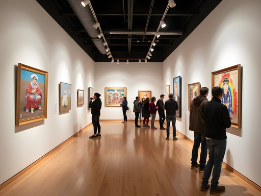 Contemporary Dakota artwork displayed at Three Nations Art Gallery in Wahpeton