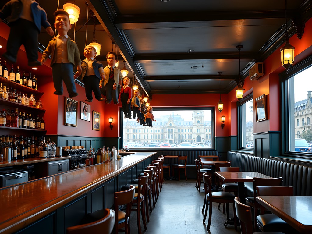 The Backbencher Pub across from New Zealand Parliament with political puppets