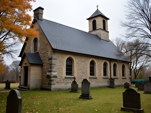 Old Swedes Church historic stone building from 1698 with cemetery in Wilmington Delaware