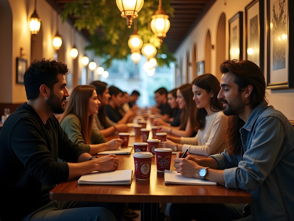 Language exchange gathering at El Qahwa El Borsa café in Alexandria