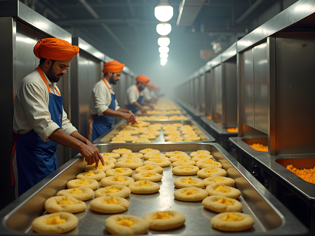 Golden Temple community kitchen showing traditional and modern cooking methods