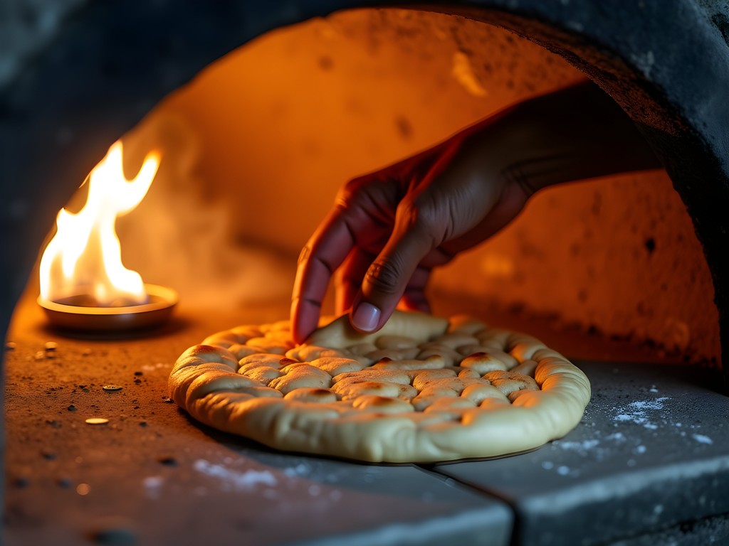 Authentic Amritsari kulcha being prepared in traditional clay oven