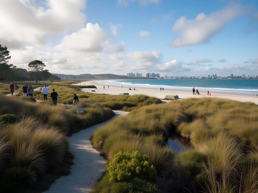 Restored Onehunga Foreshore showing new beaches, wetlands and community spaces