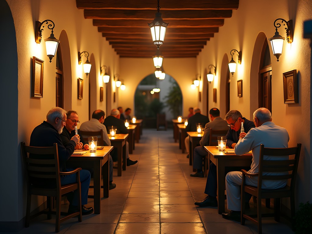Traditional evening gathering at local Baalbek tea house