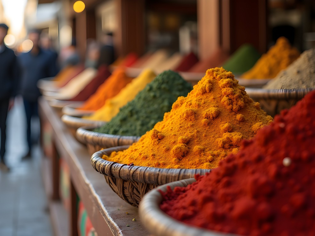 Colorful spice display at Baalbek's Thursday market