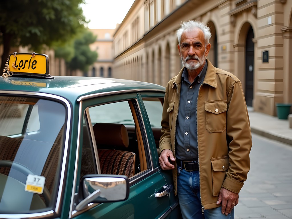 Traditional decorated service taxi in Baalbek with local driver