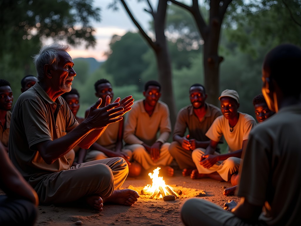 Traditional storytelling gathering in Nkwen village near Bamenda