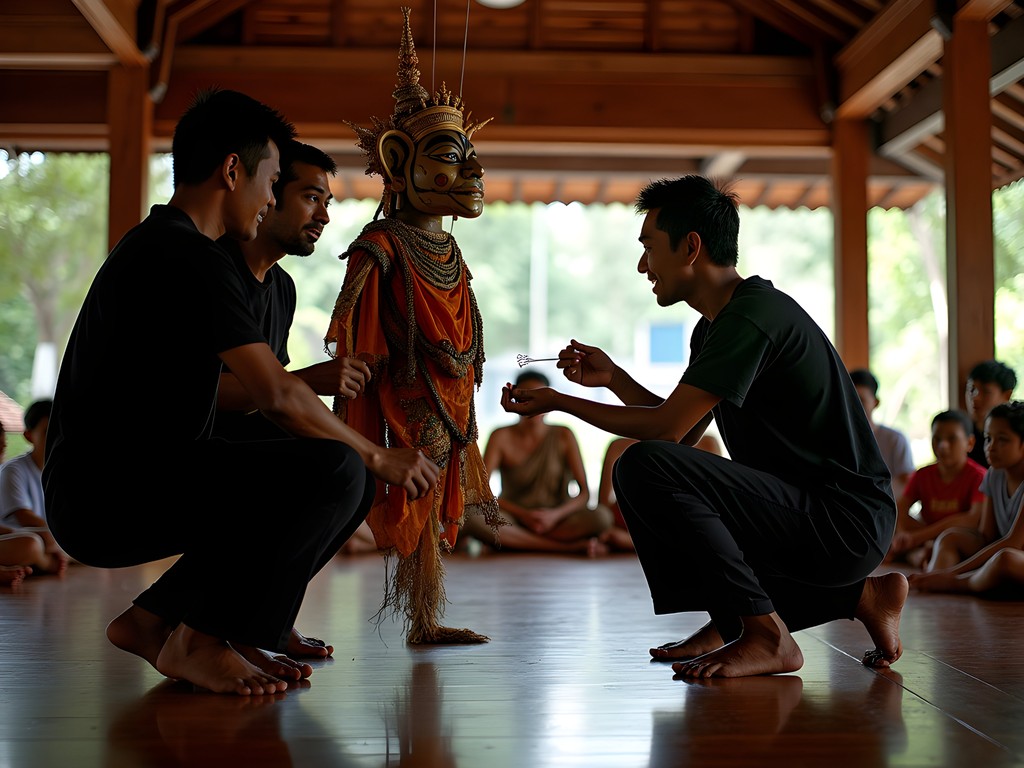 Traditional Thai puppet performance at Baan Silapin Artist's House in Bangkok