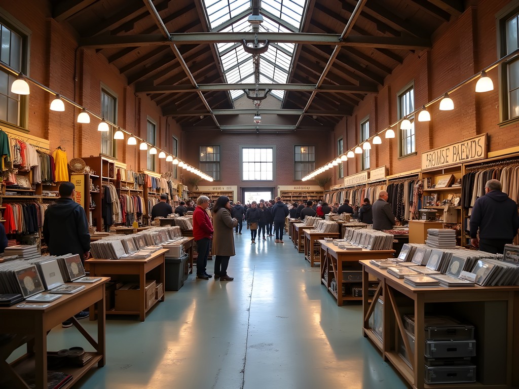Colorful vintage marketplace in repurposed warehouse in Bear, Delaware