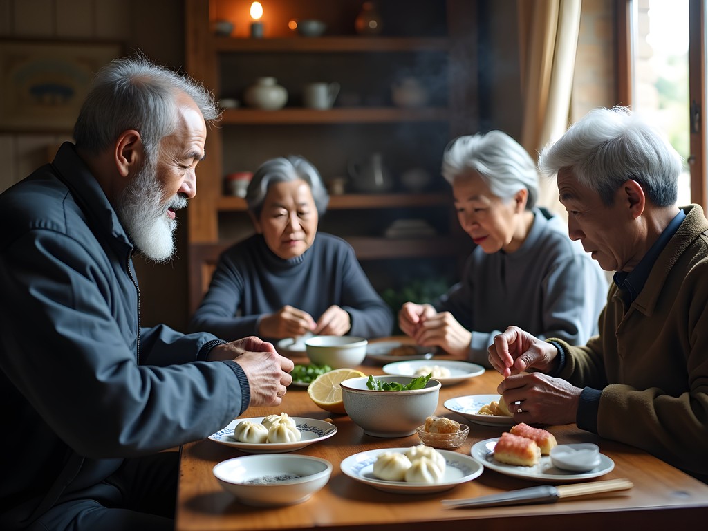 African American man learning to make Chinese dumplings with local grandmother in Beijing cooking class