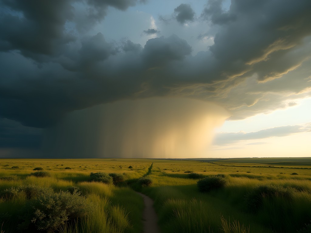 Spring storm clouds gathering over Bellevue Nebraska landscape
