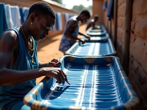 Traditional gara fabric dyeing demonstration in Bo, Sierra Leone
