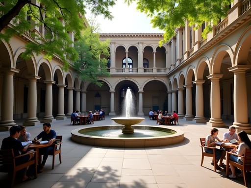 Boston Public Library courtyard with Renaissance-inspired architecture and fountain