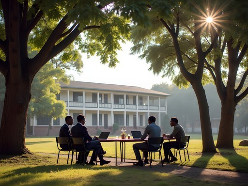 Students socializing at the National University of Rwanda campus in Butare