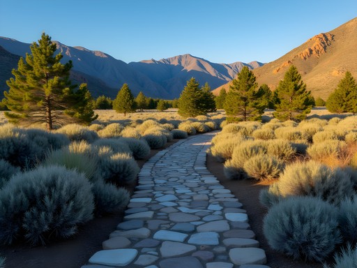 Kings Canyon Waterfall trail with desert landscape and mountains