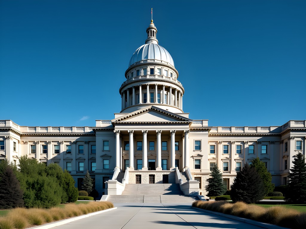 Nevada State Capitol building with silver dome and neoclassical architecture