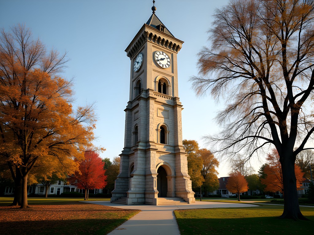 Historic Cogswell Tower rising above the trees in Jenks Park, Central Falls