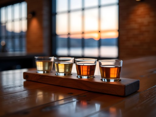 Craft cocktails and tasting flight at Rhode Island Spirits distillery near Central Falls