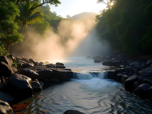 Secret local hot spring in Charlestown with volcanic rocks