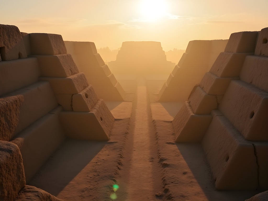 Sunrise at Chotuna-Chornancap archaeological site near Chiclayo