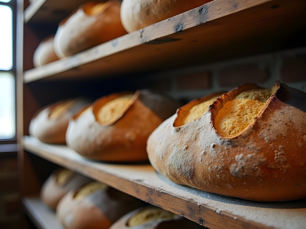 Fresh-baked Italian bread loaves at historic Tomaro's Bakery in Clarksburg