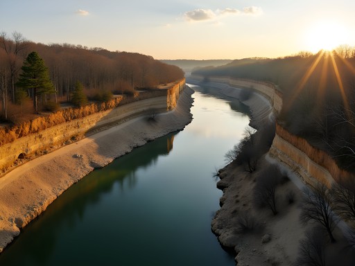 Arkansas River bend showing point bar deposits and erosional features at Toad Suck Park