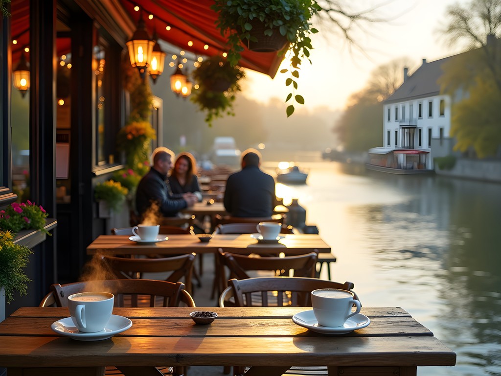 Hidden riverside café in Dinant with views of the Meuse River and limestone cliffs