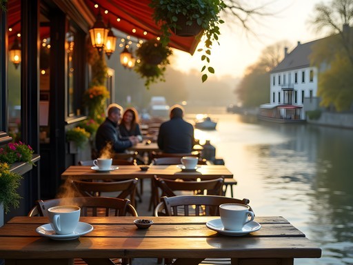 Hidden riverside café in Dinant with views of the Meuse River and limestone cliffs