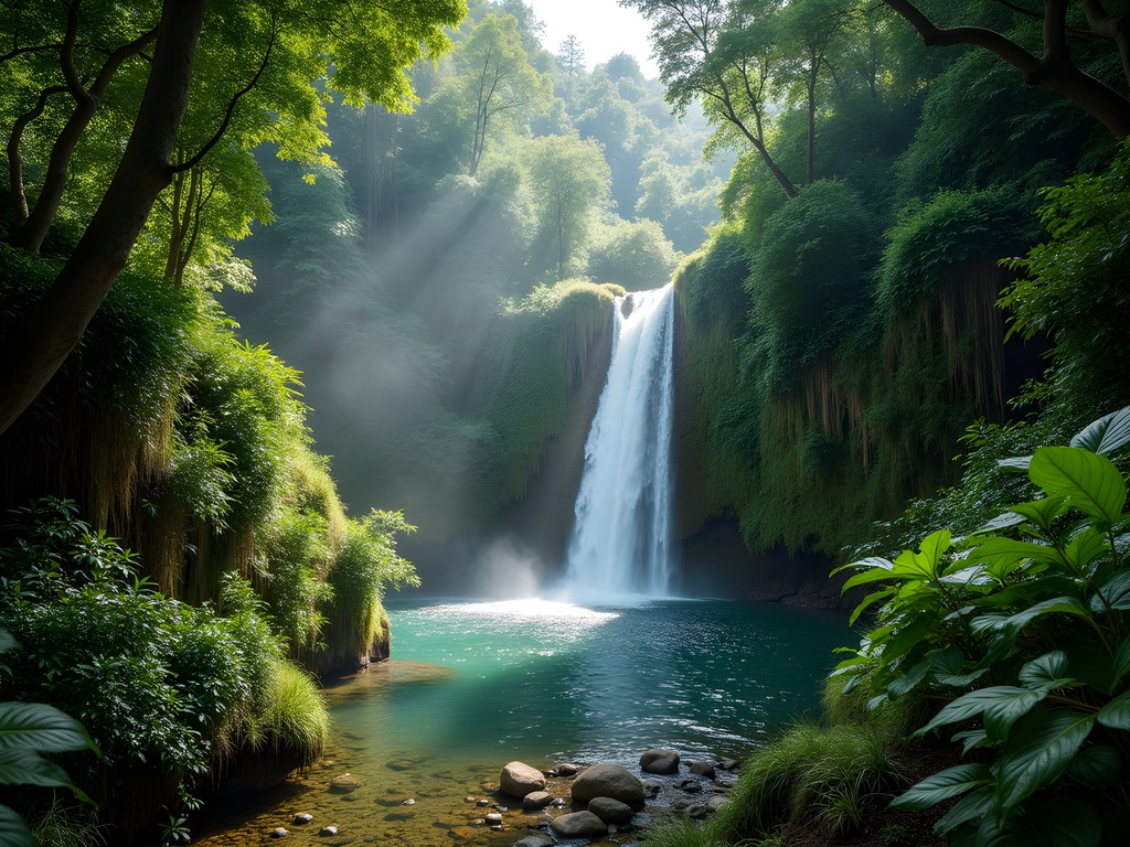 Hidden waterfall in Mayombe Forest near Dolisie