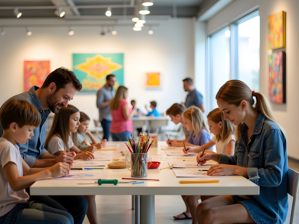 Family participating in art activities at Wiregrass Museum in Dothan