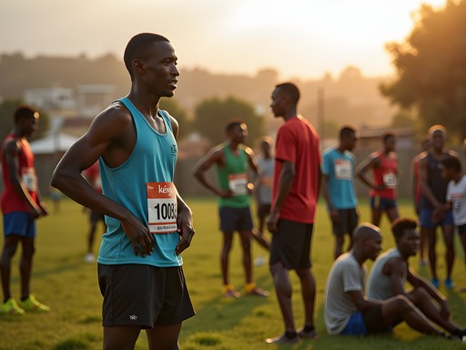 Local community gathering with athletes in Eldoret Kenya