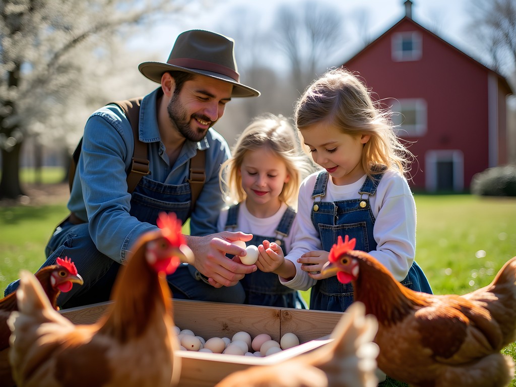 Family learning traditional farming techniques at Agricultural History Farm Park in Gaithersburg