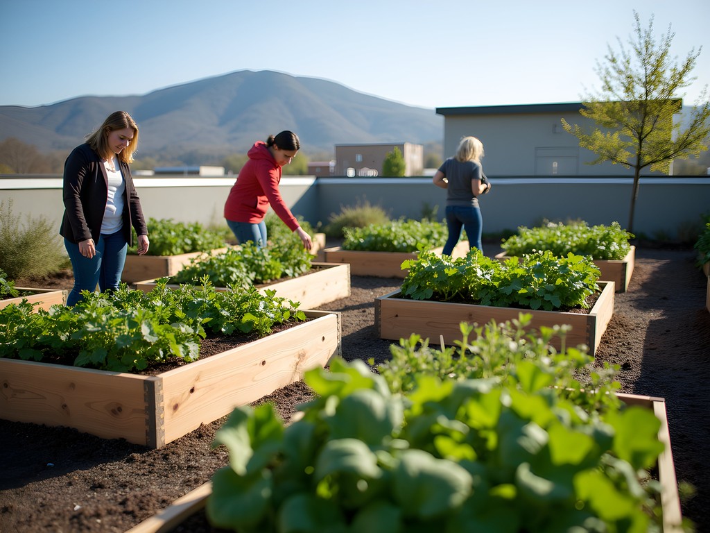Rooftop garden at Casey Community Center with Sugarloaf Mountain views